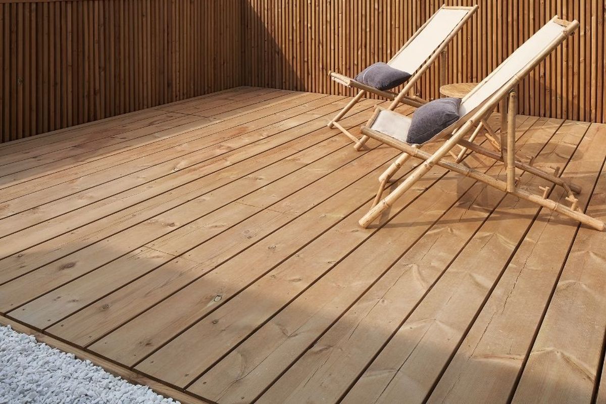 Kuusisto pine decking on a roof terrace