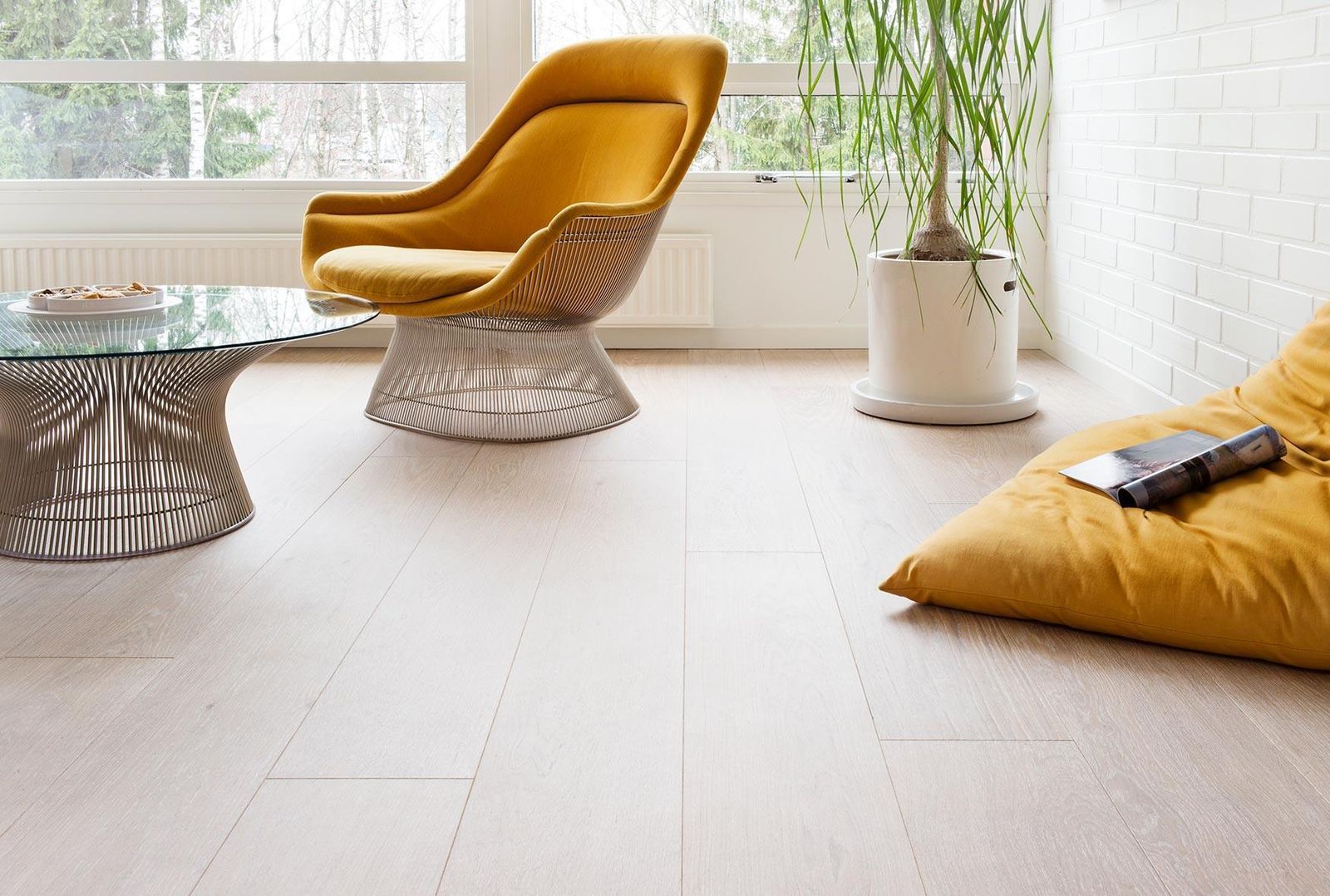 Timberwise Arctic brushed and wax-oiled oak floor in a bright living room